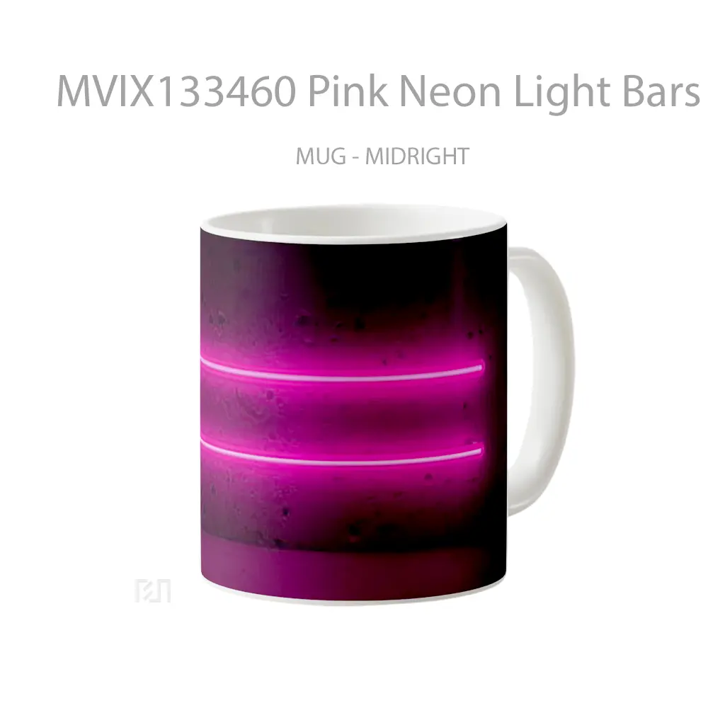 Mug Pink Neon Light Bars Gelas Keramik Unik - All-side / Desain