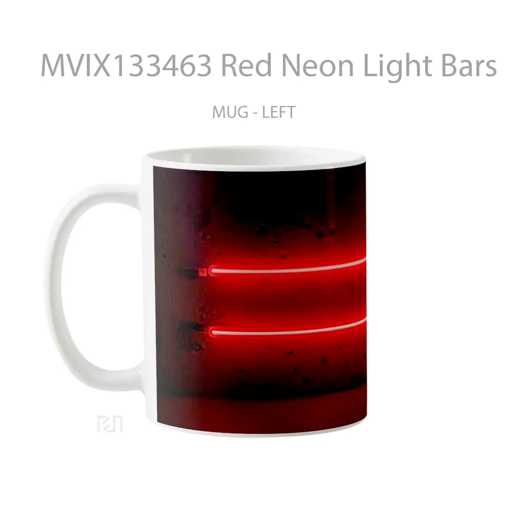 Mug Red Neon Light Bars Gelas Keramik Unik - All-side / Desain