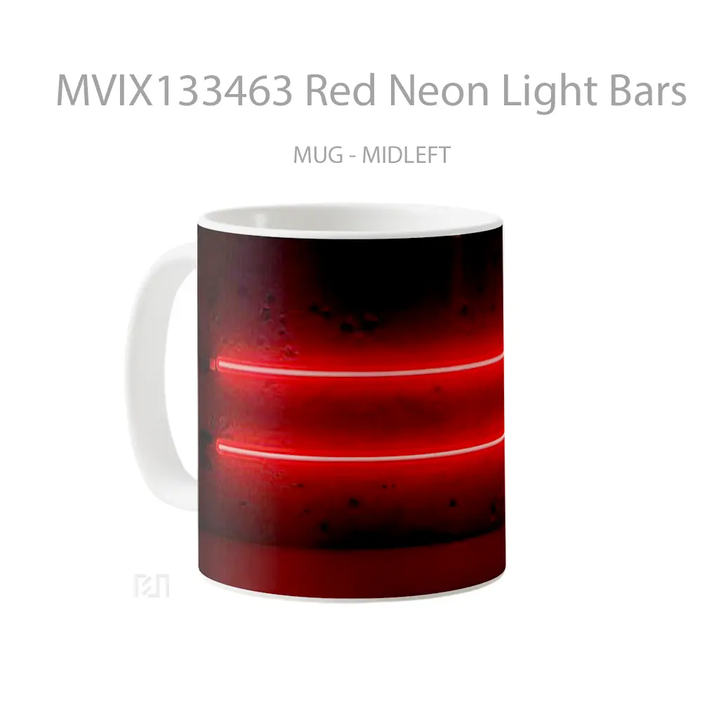 Mug Red Neon Light Bars Gelas Keramik Unik - All-side / Desain