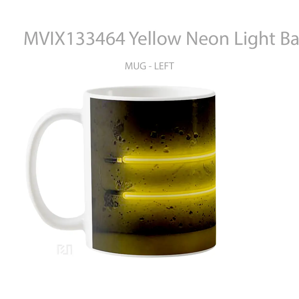 Mug Yellow Neon Light Bars Gelas Keramik Unik - All-side / Desain
