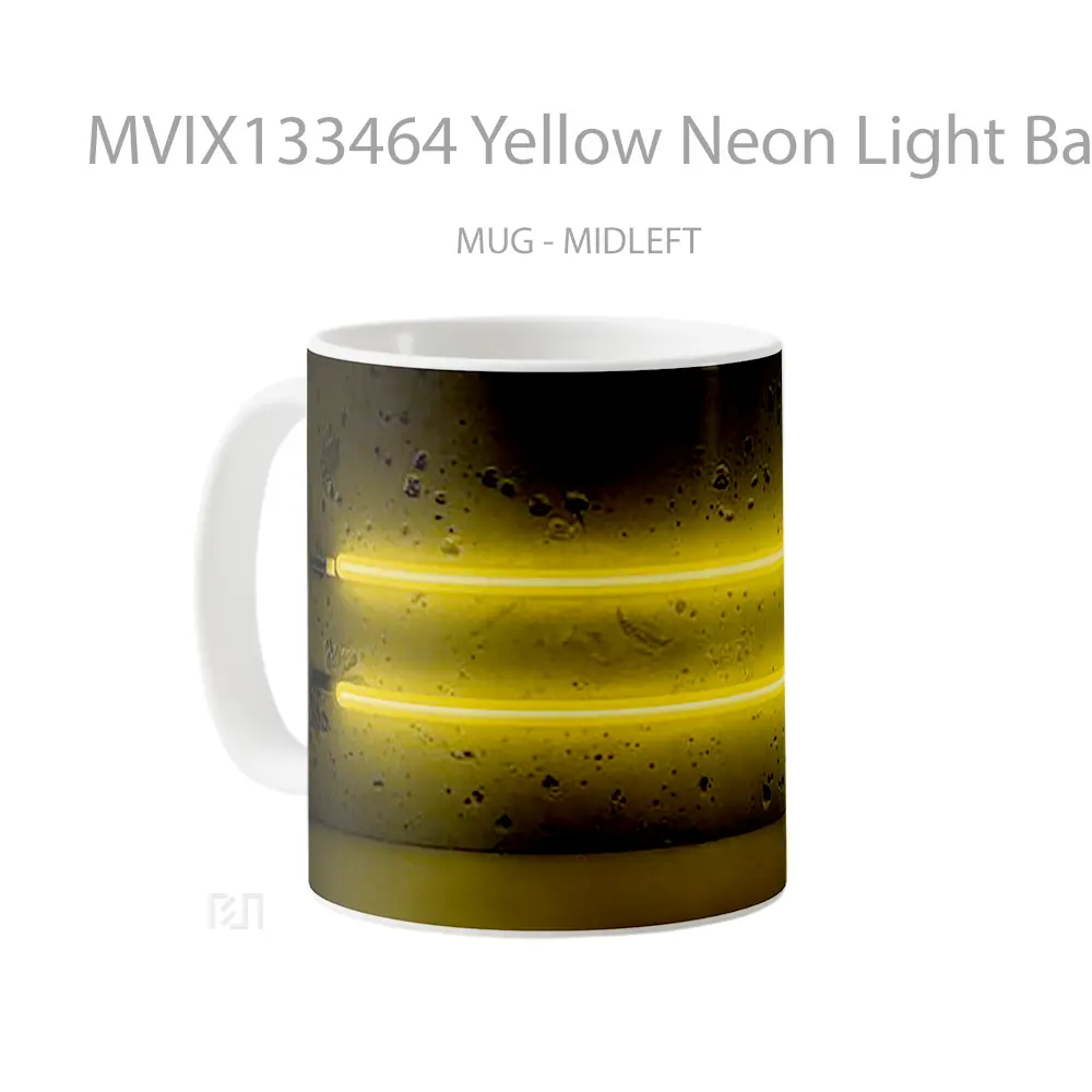Mug Yellow Neon Light Bars Gelas Keramik Unik - All-side / Desain