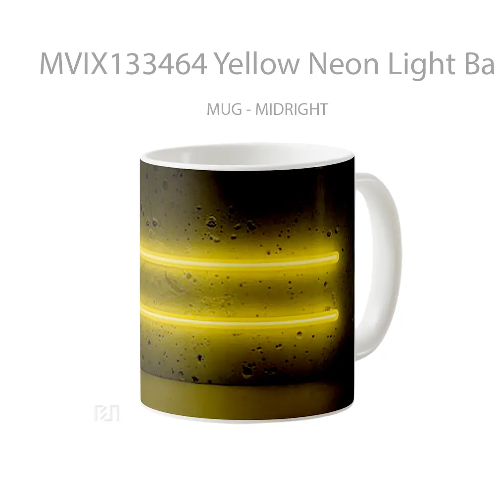 Mug Yellow Neon Light Bars Gelas Keramik Unik - All-side / Desain