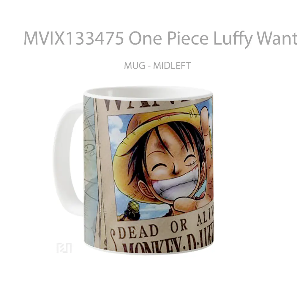 Mug One Piece Luffy Wanted Poster Cangkir Anime - All-side / Desain