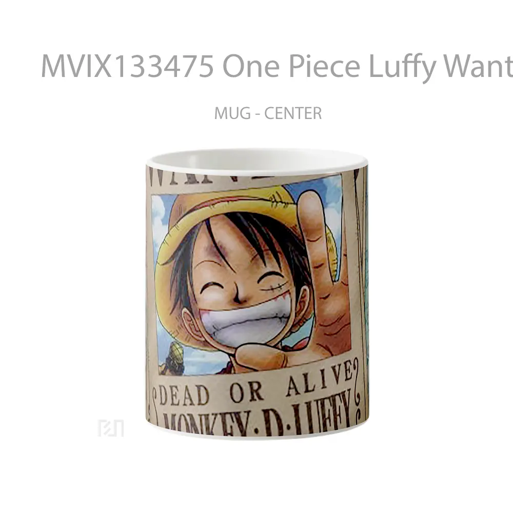 Mug One Piece Luffy Wanted Poster Cangkir Anime
