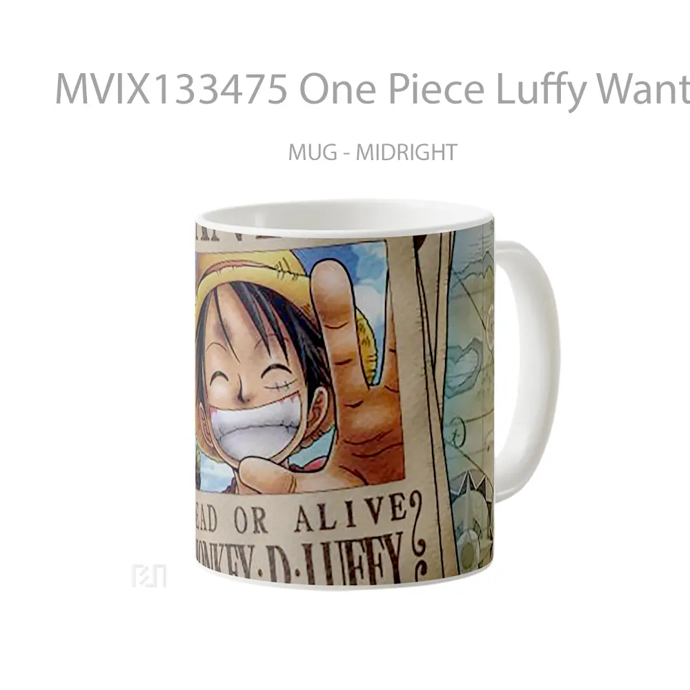 Mug One Piece Luffy Wanted Poster Cangkir Anime - All-side / Desain