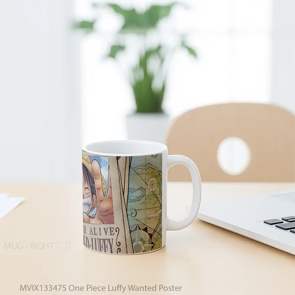 Mug One Piece Luffy Wanted Poster Cangkir Anime - All-side / Desain