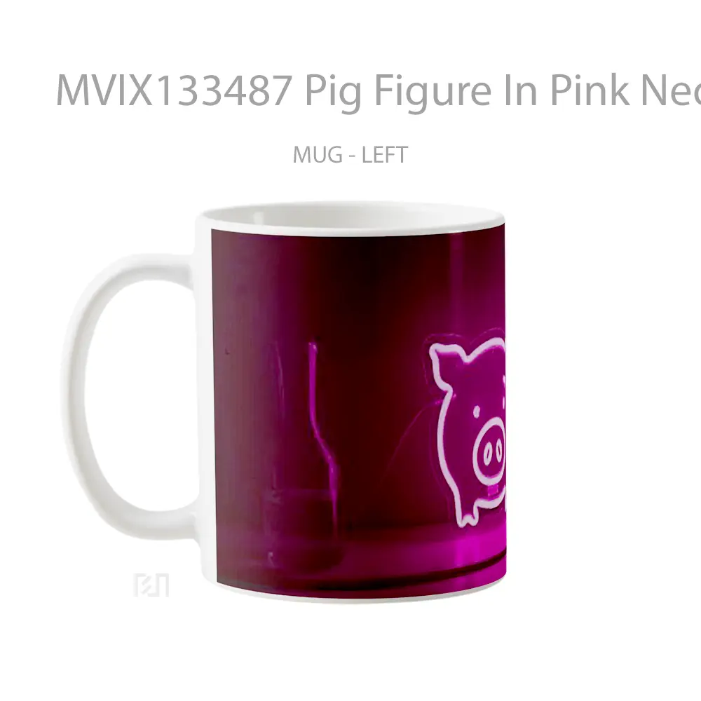 Mug Pig Figure In Pink Neon Light Tube Gelas Hewan Lucu - All-side / Desain