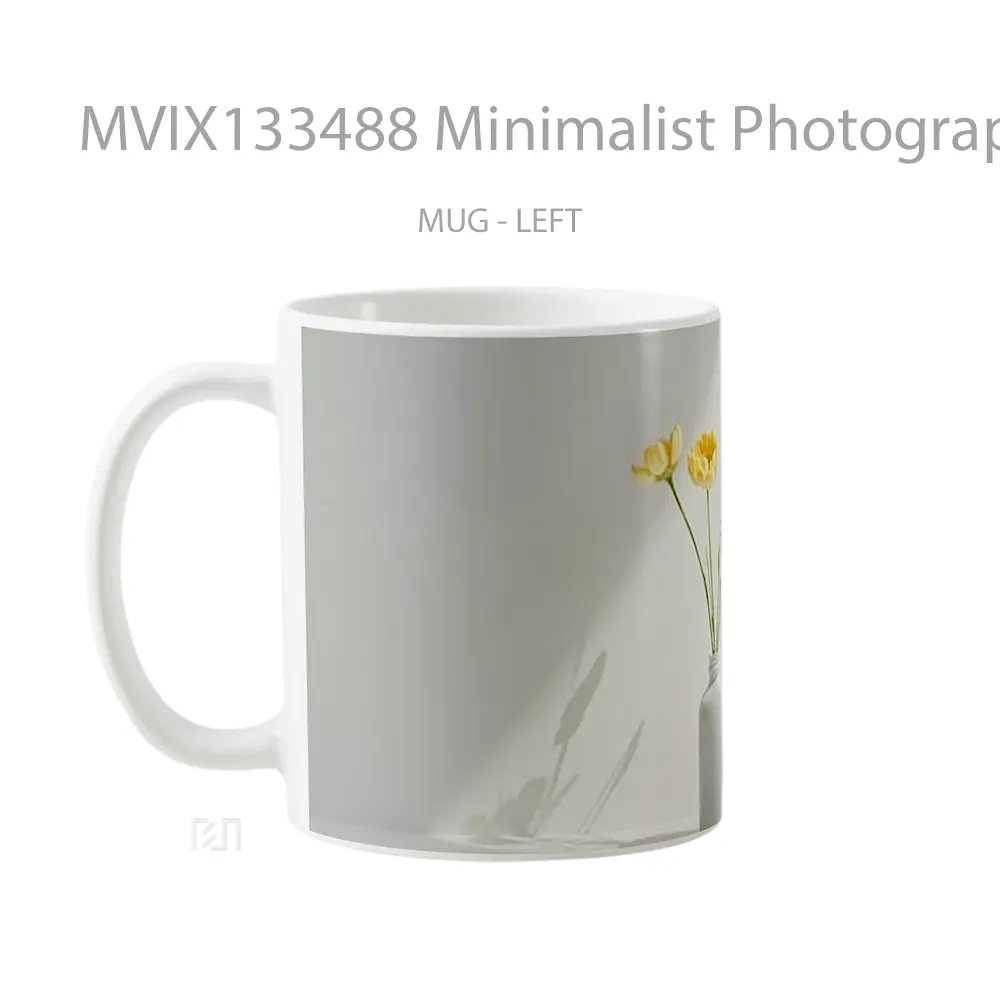 Mug Minimalist Photography Of Flowers In A Vase Against A Neutral Background Gelas Pemandangan Alam - All-side / Desain
