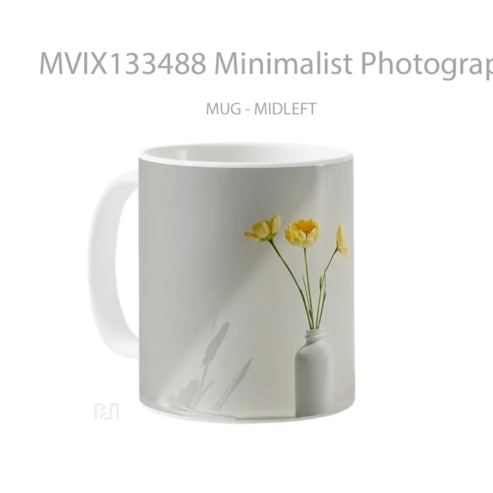 Mug Minimalist Photography Of Flowers In A Vase Against A Neutral Background Gelas Pemandangan Alam - All-side / Desain