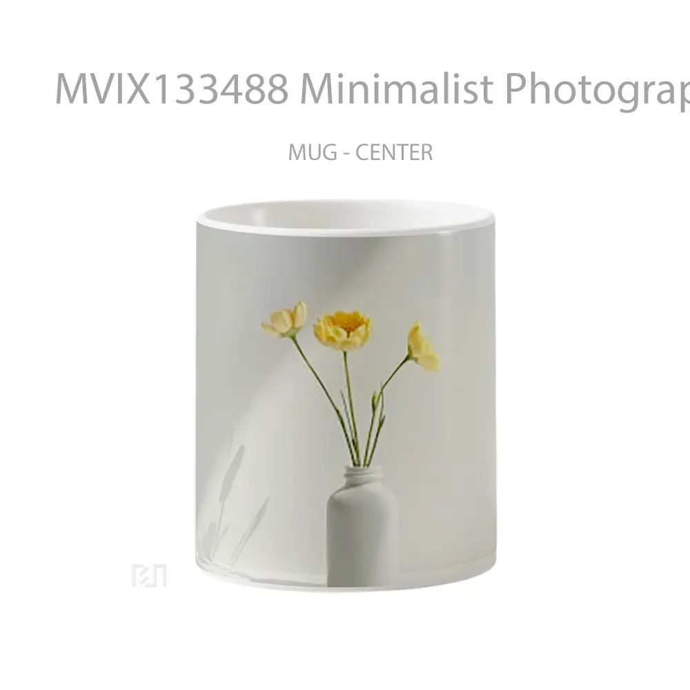 Mug Minimalist Photography Of Flowers In A Vase Against A Neutral Background Gelas Pemandangan Alam