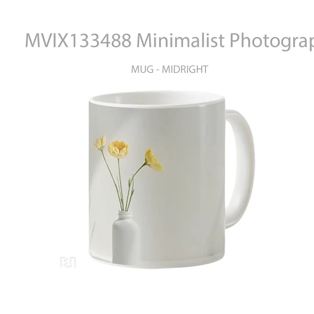 Mug Minimalist Photography Of Flowers In A Vase Against A Neutral Background Gelas Pemandangan Alam - All-side / Desain