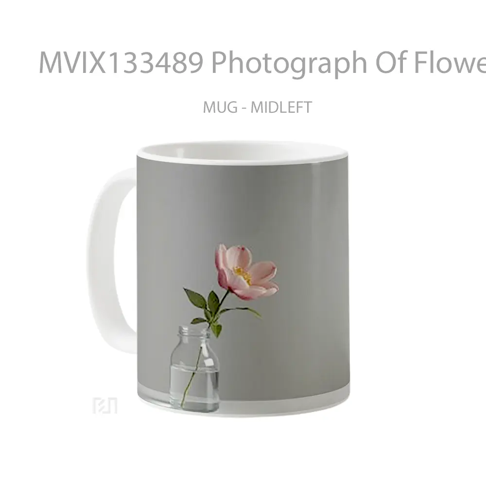 Mug Photograph Of Flowers In A Vase Against A Gray Background Gelas Pemandangan Alam - All-side / Desain