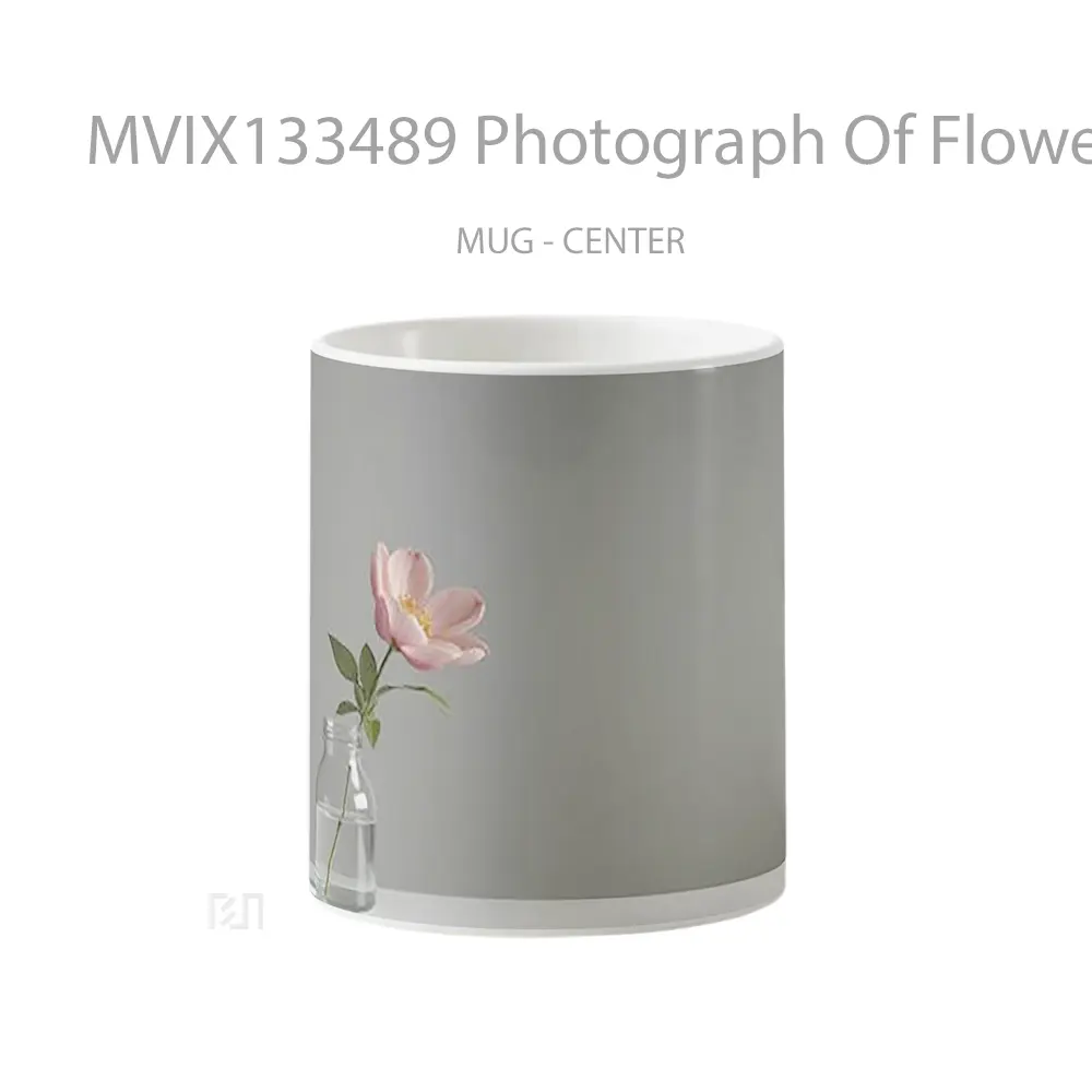 Mug Photograph Of Flowers In A Vase Against A Gray Background Gelas Pemandangan Alam