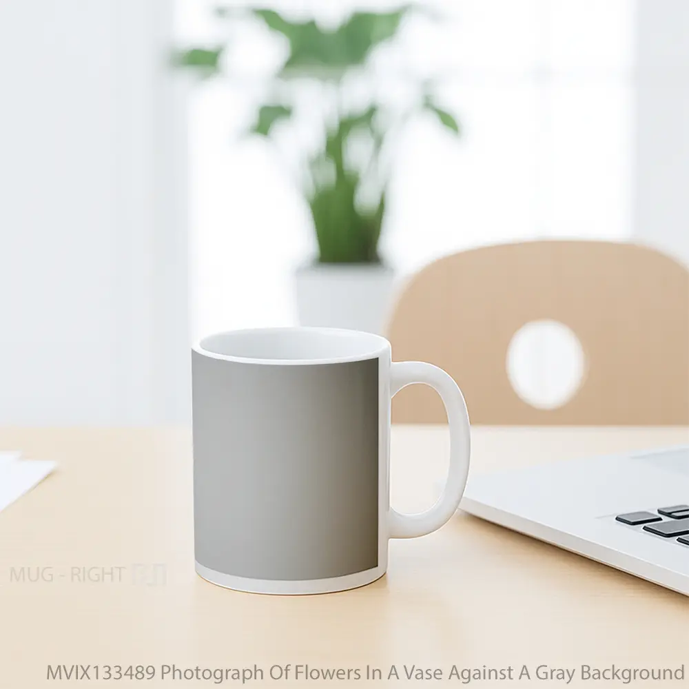 Mug Photograph Of Flowers In A Vase Against A Gray Background Gelas Pemandangan Alam - All-side / Desain