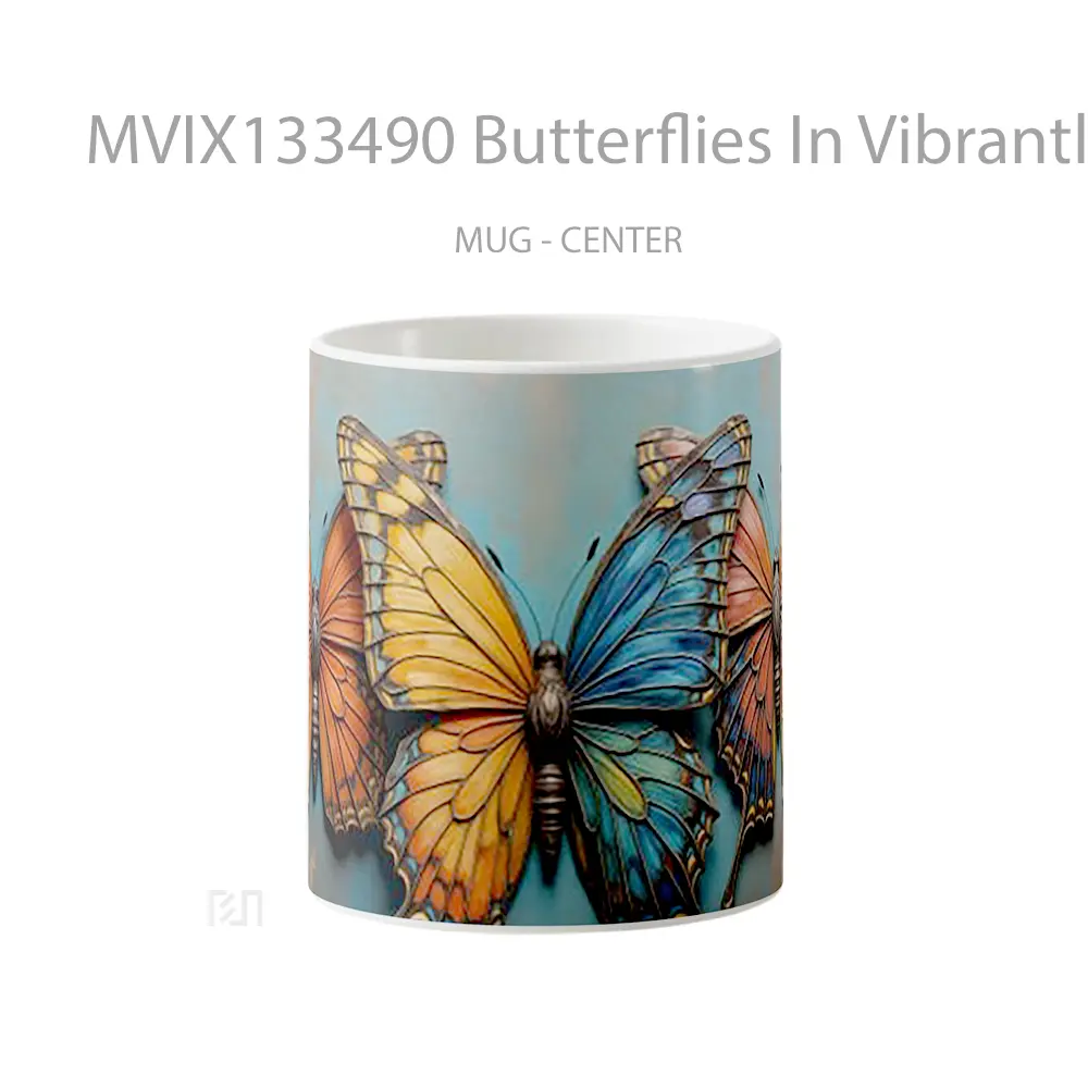 Mug Butterflies In Vibrantly Colored Artistic Painting Gelas Hewan Lucu