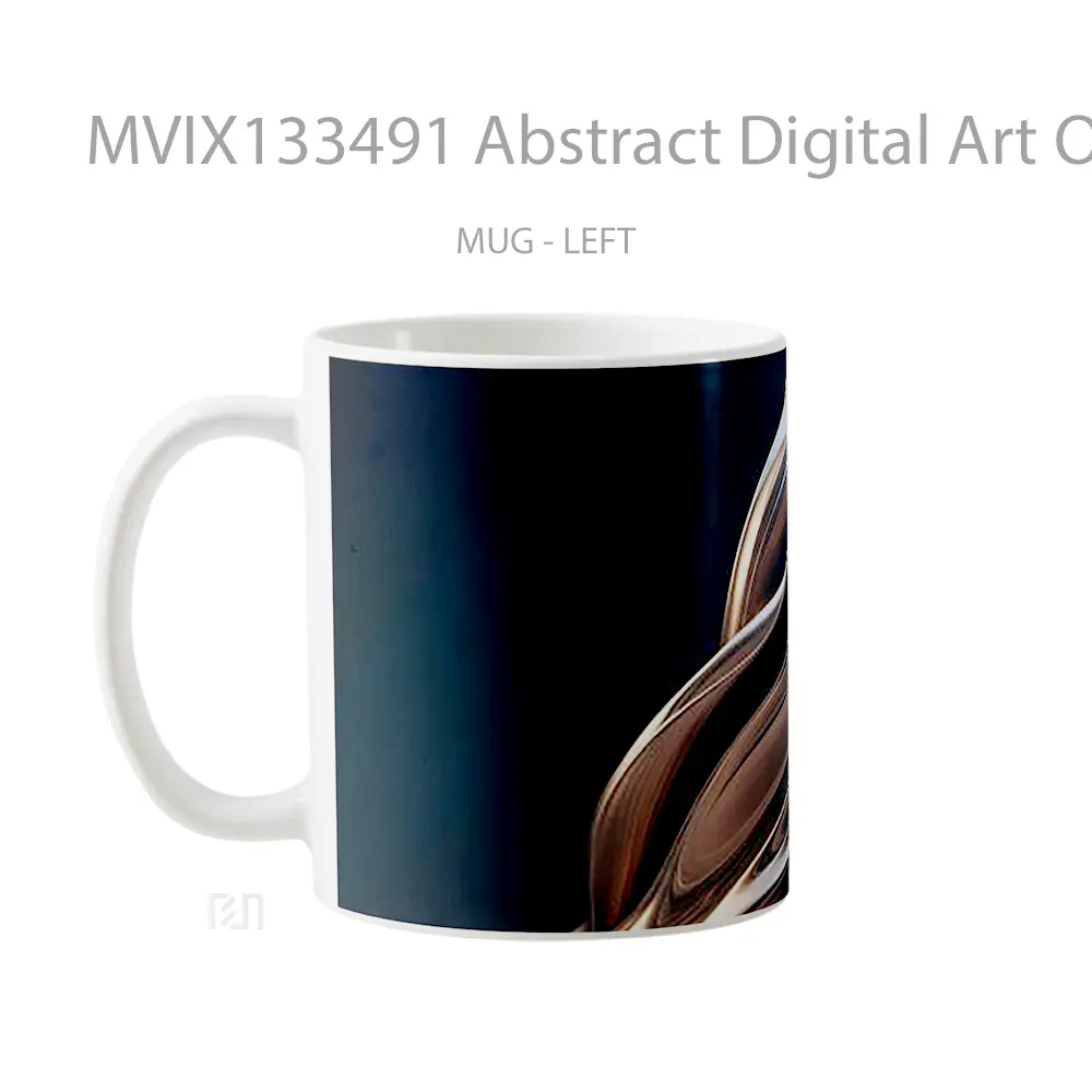 Mug Abstract Digital Art Of Flowing Lines And Shiny Metallic Materials Gelas Seni Modern - All-side / Desain