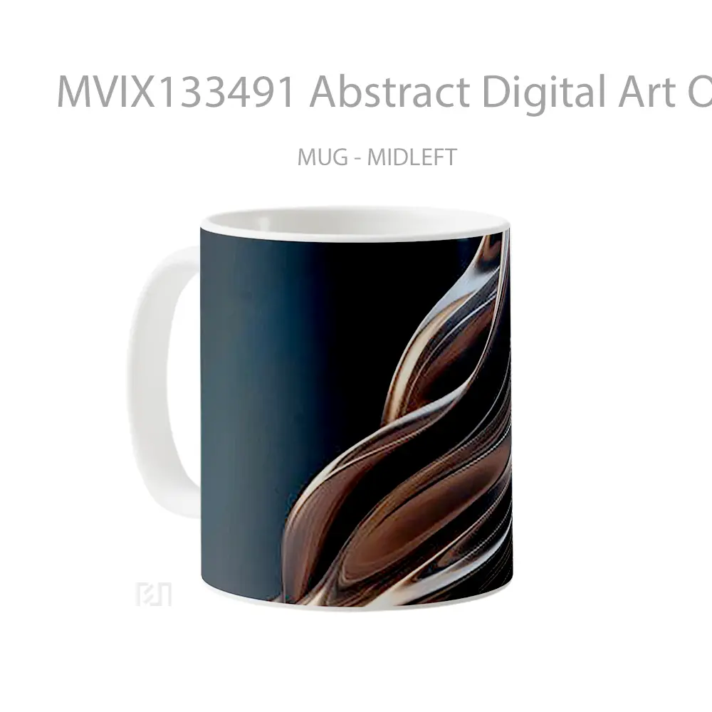 Mug Abstract Digital Art Of Flowing Lines And Shiny Metallic Materials Gelas Seni Modern - All-side / Desain