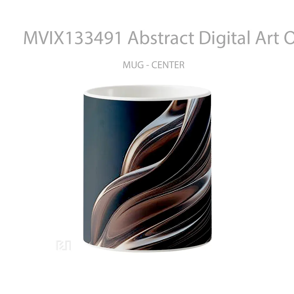 Mug Abstract Digital Art Of Flowing Lines And Shiny Metallic Materials Gelas Seni Modern