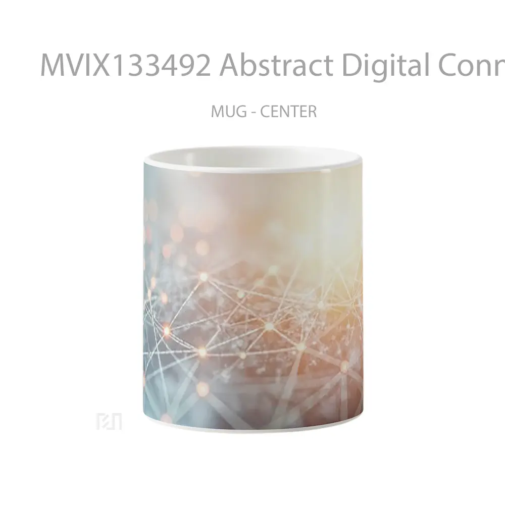 Mug Abstract Digital Connection Of Interconnected Network Of Dots And Lines Gelas Seni Modern