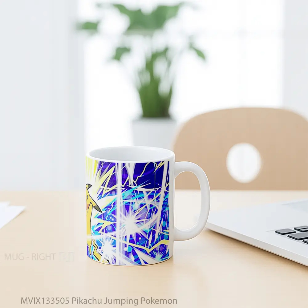 Mug Pikachu Jumping Pokemon Cangkir Anime - All-side / Desain