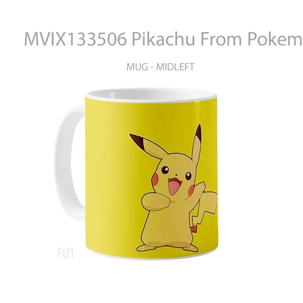Mug Pikachu From Pokemon Minimalist Cangkir Anime - All-side / Desain
