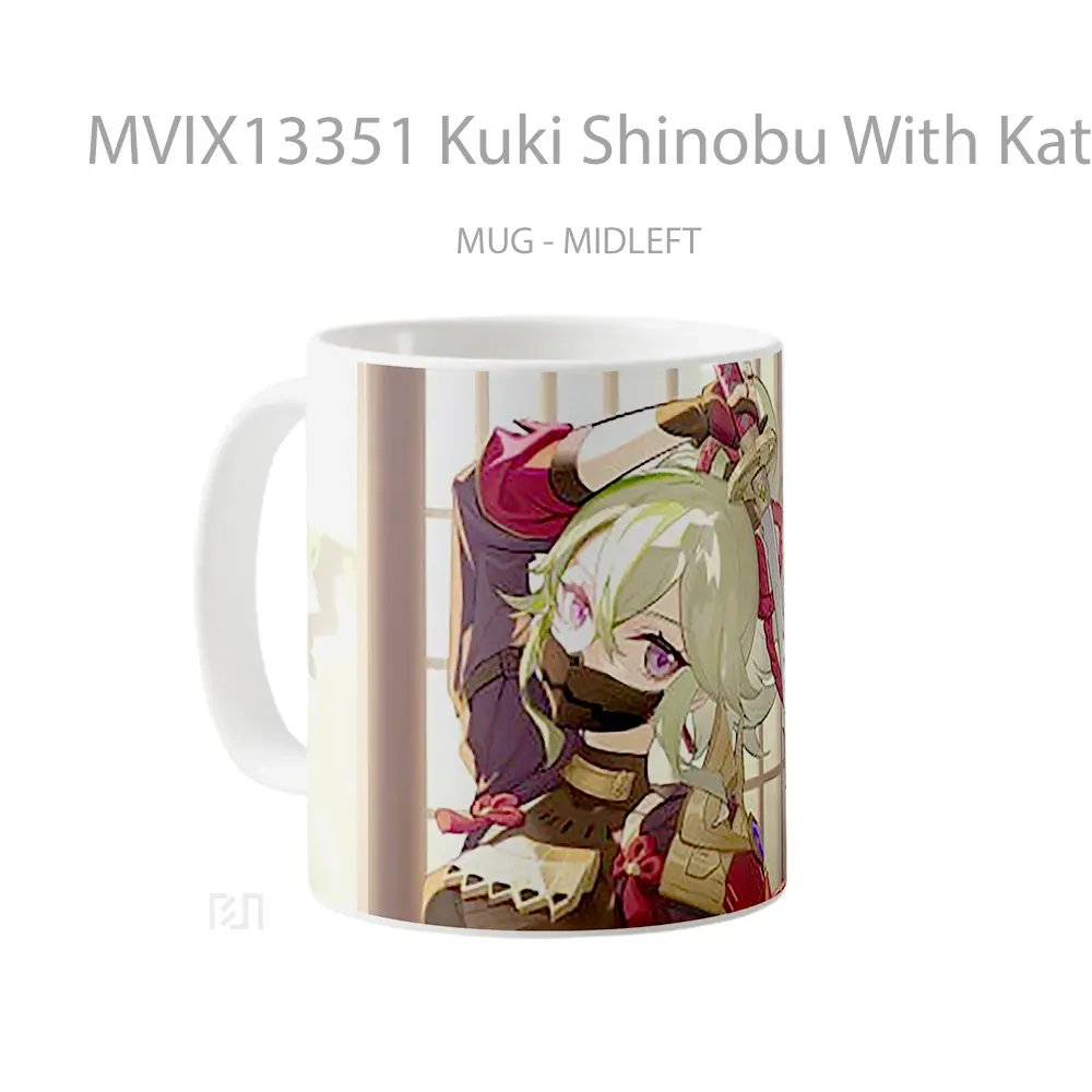 Mug Kuki Shinobu With Katana Genshin Impact Cangkir Gamer - All-side / Desain