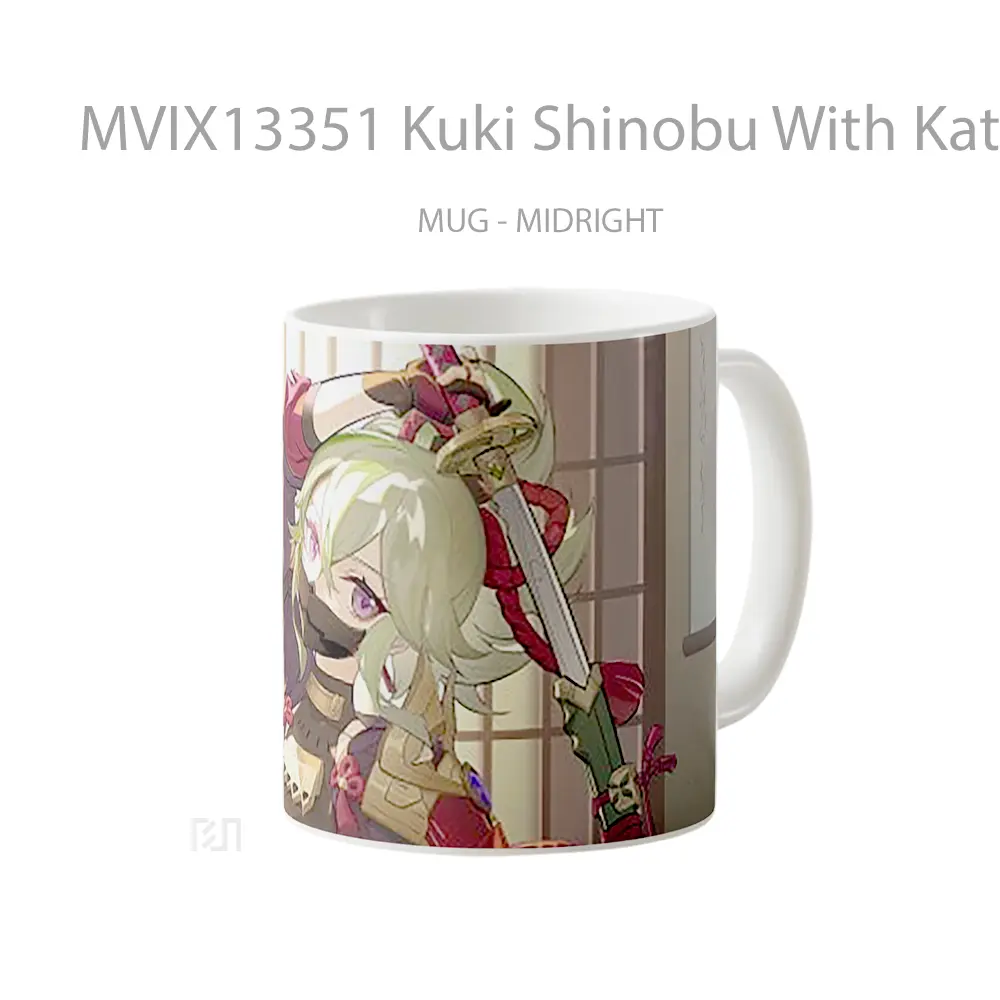 Mug Kuki Shinobu With Katana Genshin Impact Cangkir Gamer - All-side / Desain