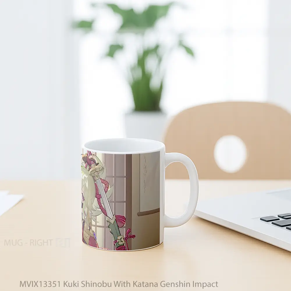 Mug Kuki Shinobu With Katana Genshin Impact Cangkir Gamer - All-side / Desain