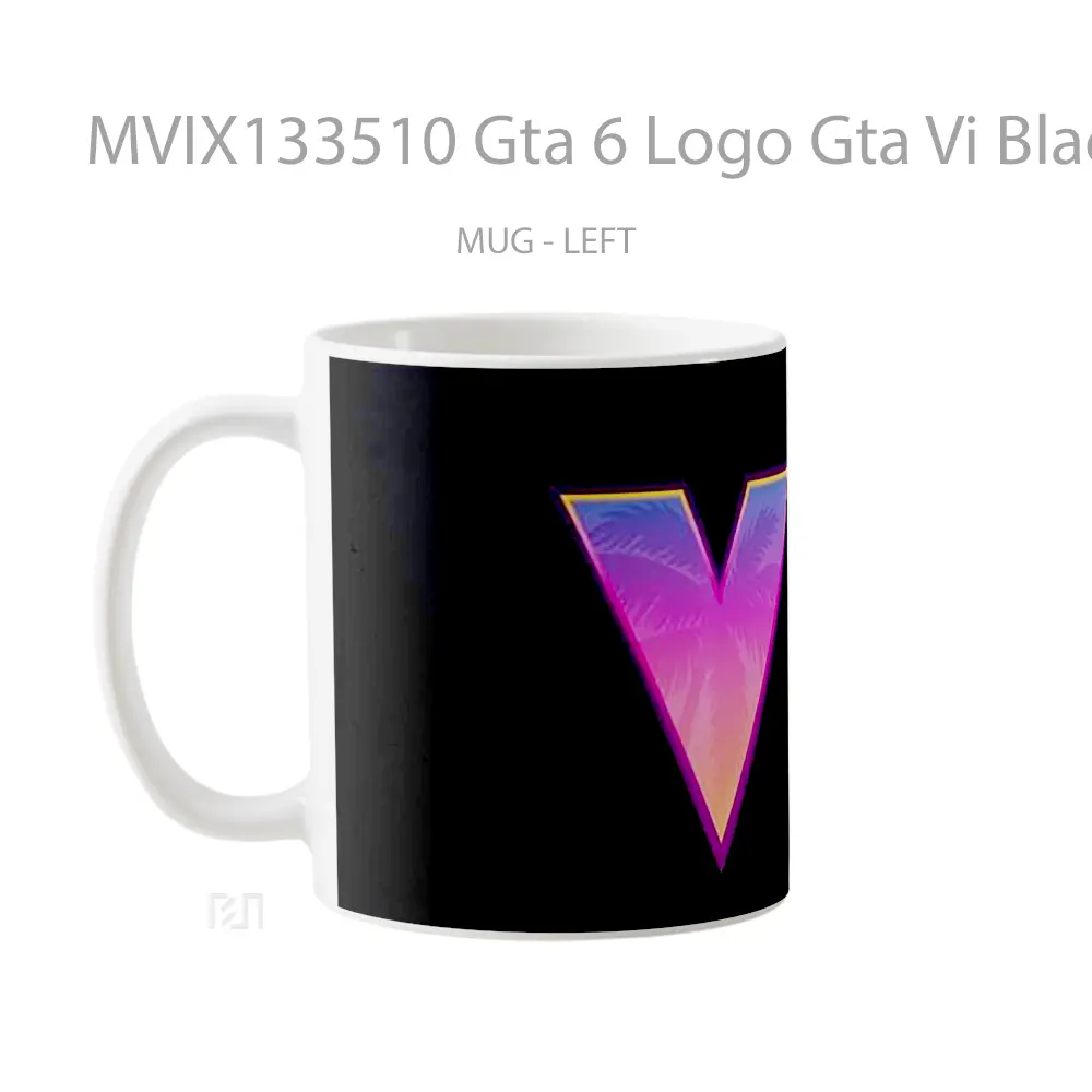 Mug Gta 6 Logo Gta Vi Black Background Gelas Keramik Unik - All-side / Desain
