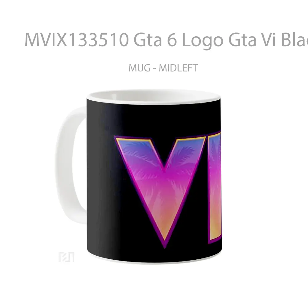 Mug Gta 6 Logo Gta Vi Black Background Gelas Keramik Unik - All-side / Desain