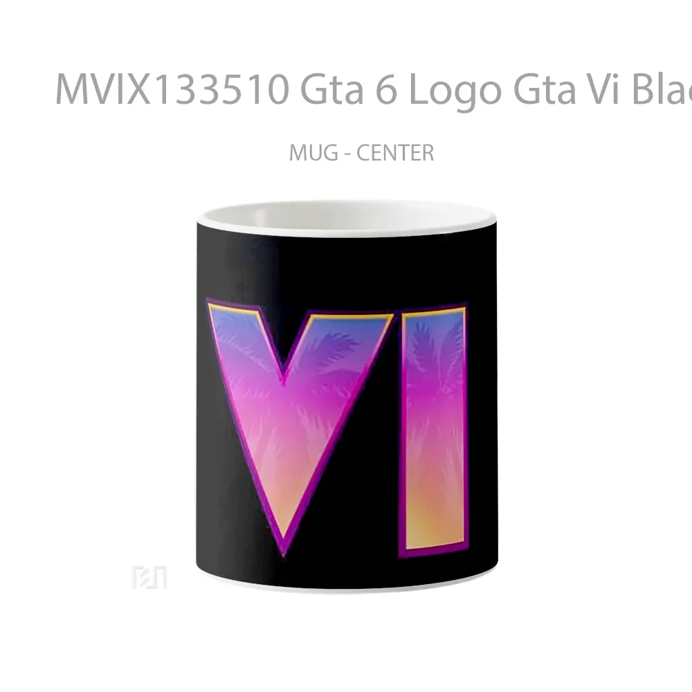Mug Gta 6 Logo Gta Vi Black Background Gelas Keramik Unik