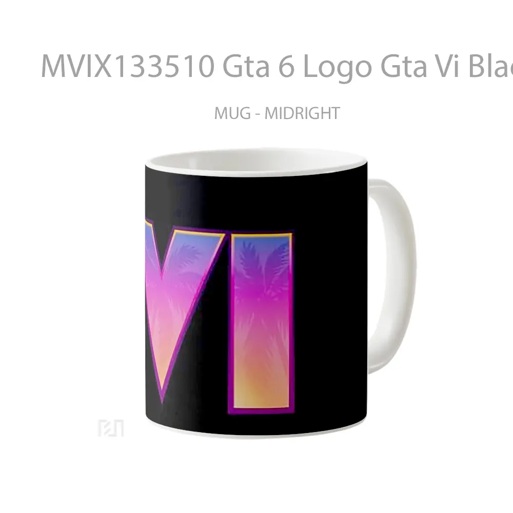 Mug Gta 6 Logo Gta Vi Black Background Gelas Keramik Unik - All-side / Desain