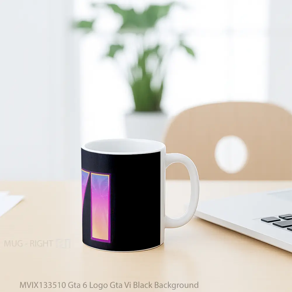 Mug Gta 6 Logo Gta Vi Black Background Gelas Keramik Unik - All-side / Desain