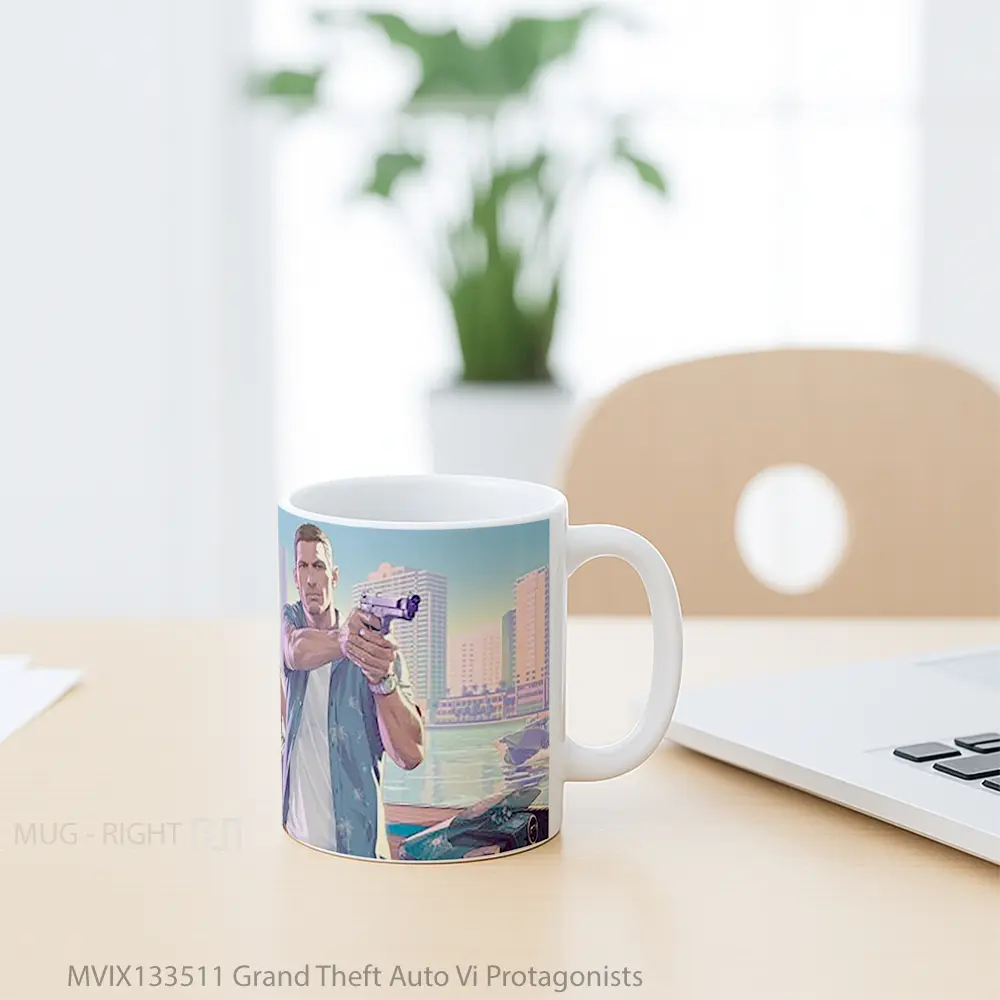 Mug Grand Theft Auto Vi Protagonists Gelas Keramik Unik - All-side / Desain