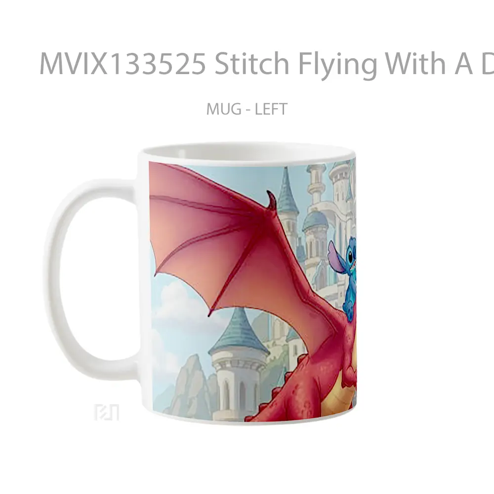 Mug Stitch Flying With A Dragon Gelas Fantasi - All-side / Desain