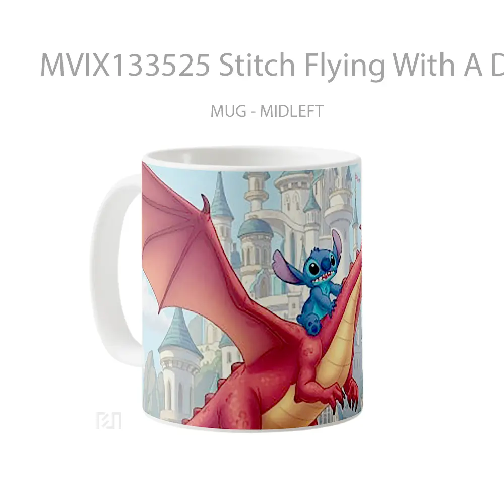 Mug Stitch Flying With A Dragon Gelas Fantasi - All-side / Desain