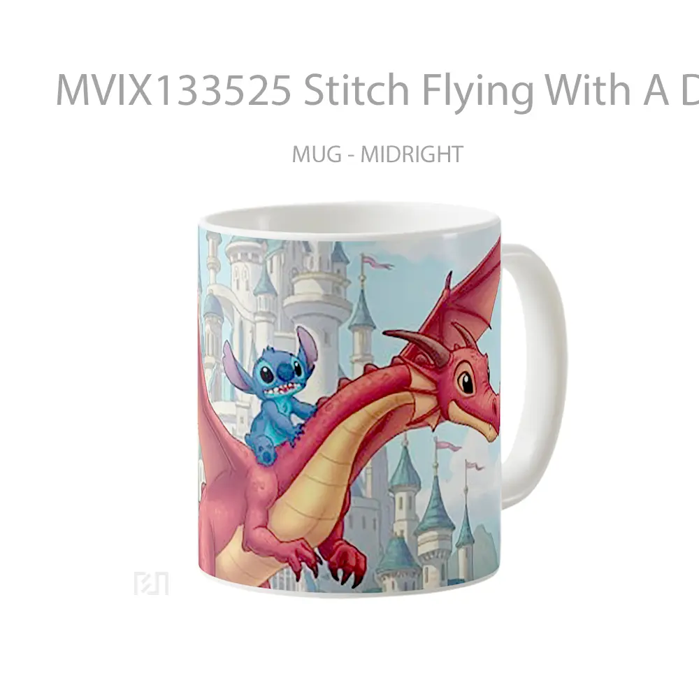 Mug Stitch Flying With A Dragon Gelas Fantasi - All-side / Desain
