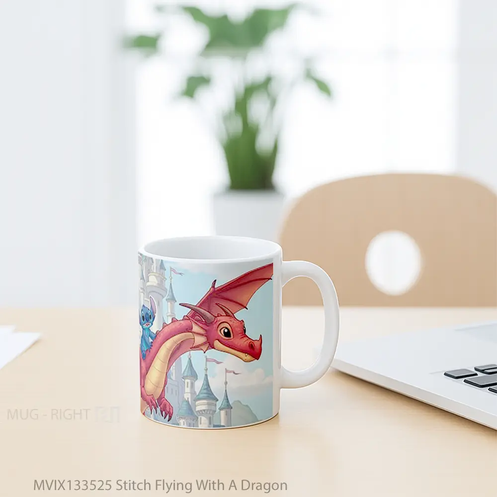 Mug Stitch Flying With A Dragon Gelas Fantasi - All-side / Desain