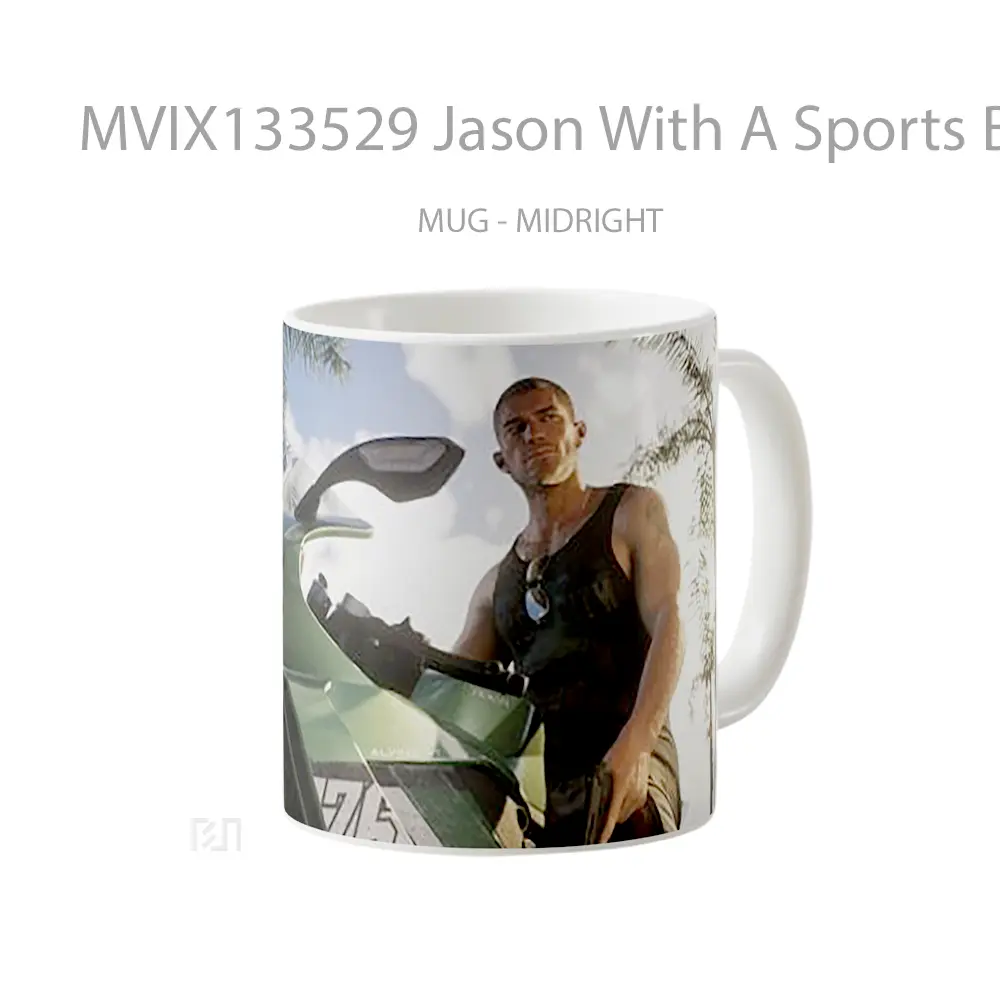 Mug Jason With A Sports Bike In Gta 6 Cangkir Mobil - All-side / Desain