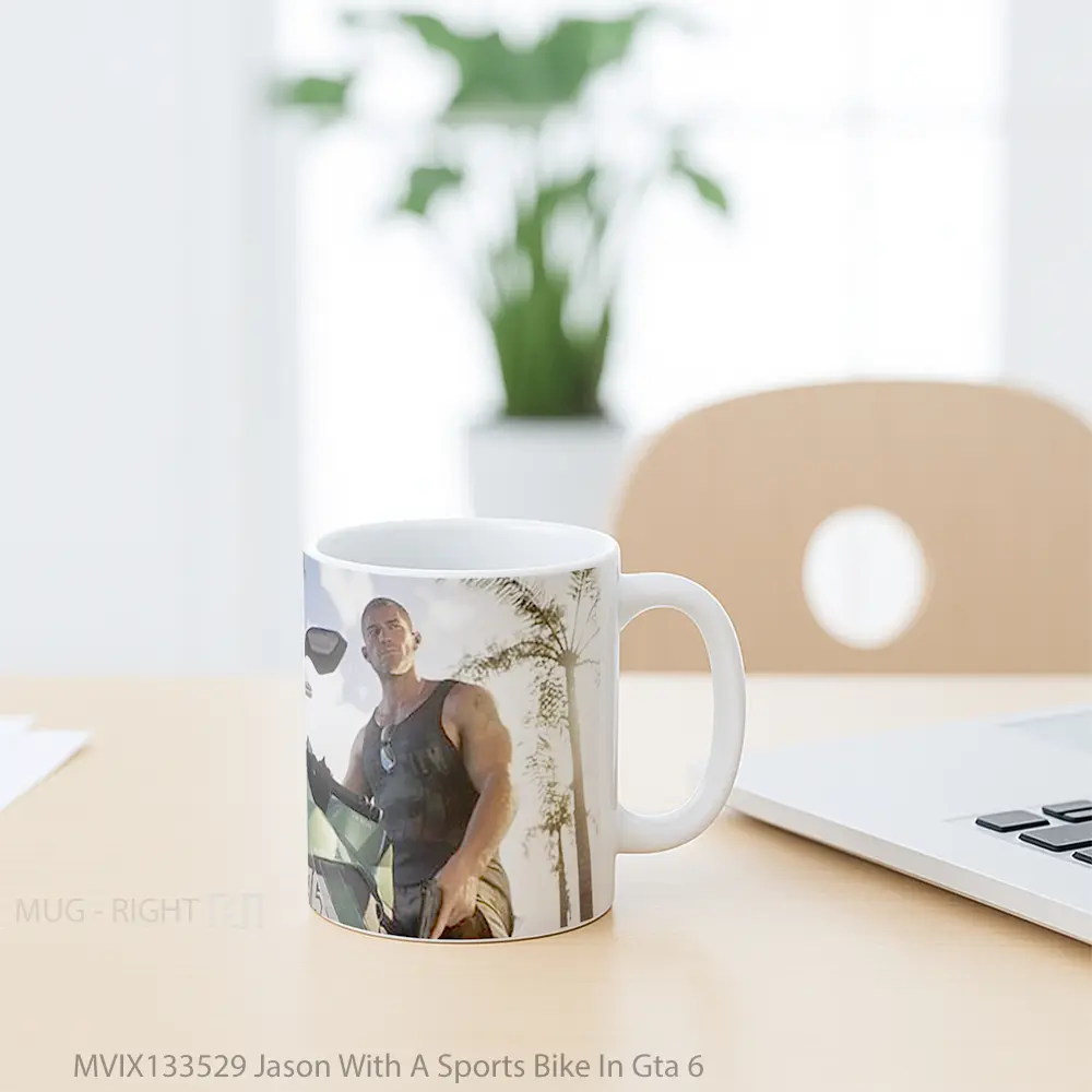 Mug Jason With A Sports Bike In Gta 6 Cangkir Mobil - All-side / Desain