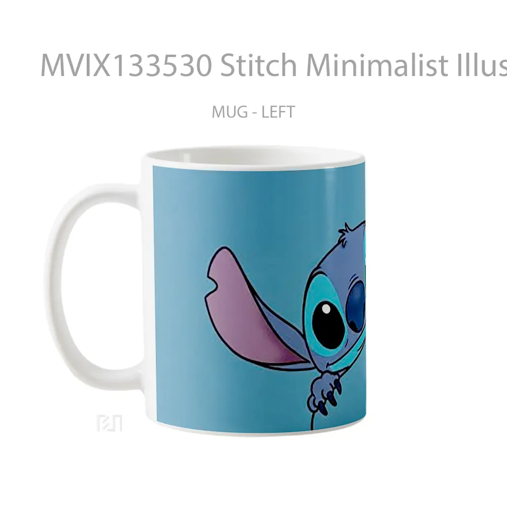 Mug Stitch Minimalist Illustration Gelas Seni Modern - All-side / Desain