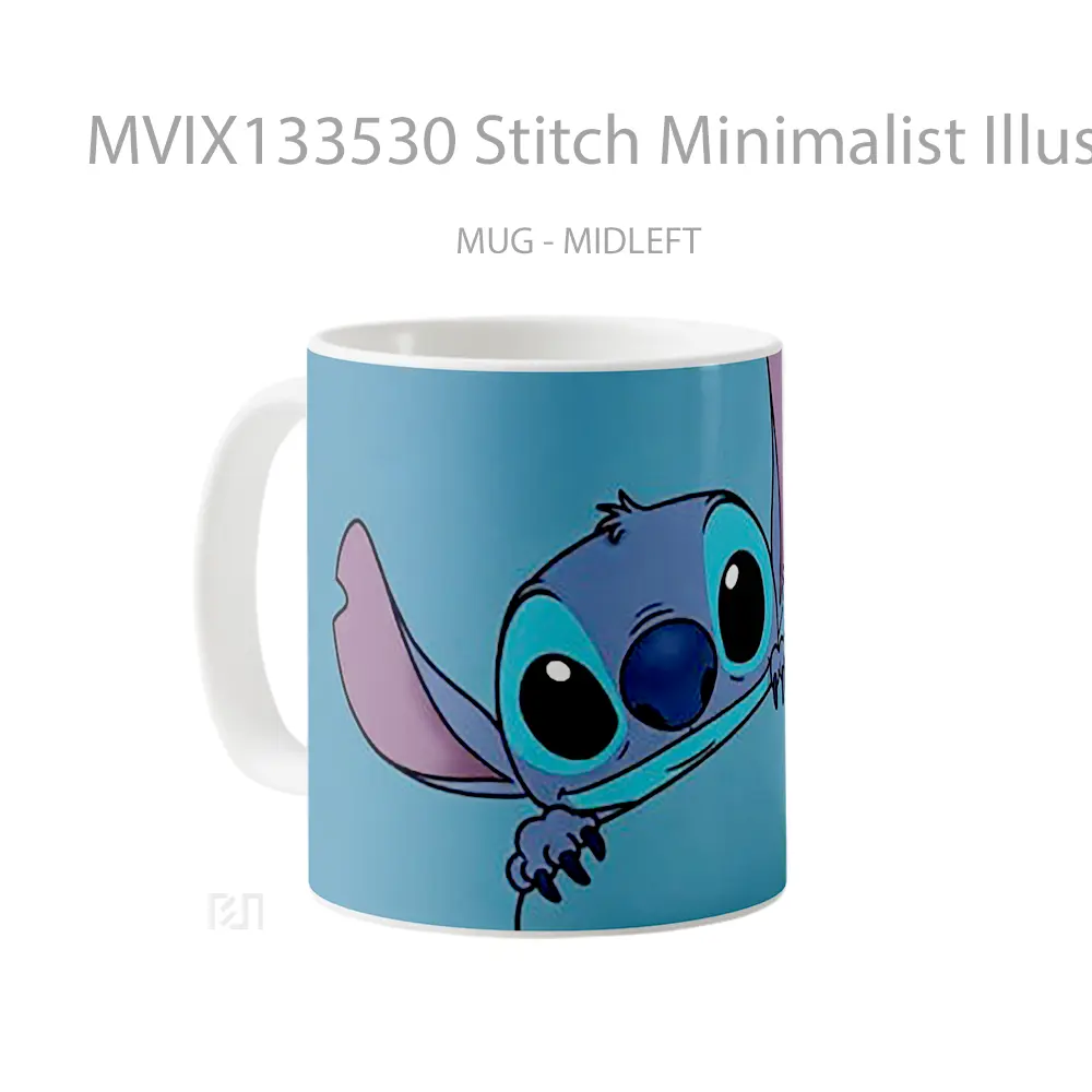 Mug Stitch Minimalist Illustration Gelas Seni Modern - All-side / Desain