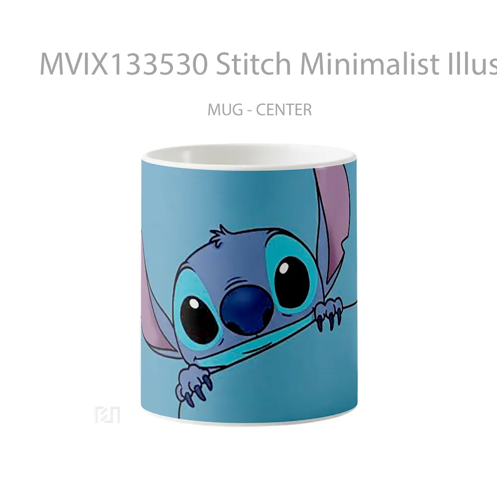 Mug Stitch Minimalist Illustration Gelas Seni Modern