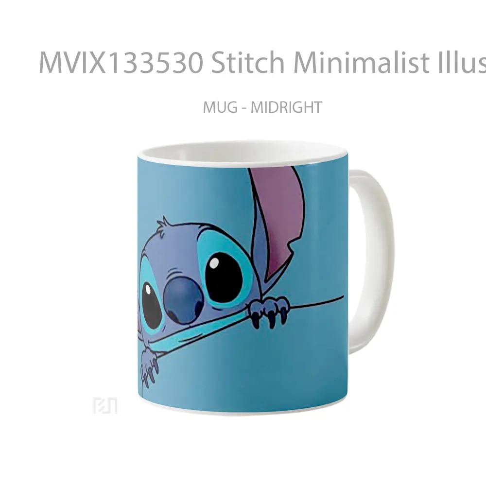Mug Stitch Minimalist Illustration Gelas Seni Modern - All-side / Desain