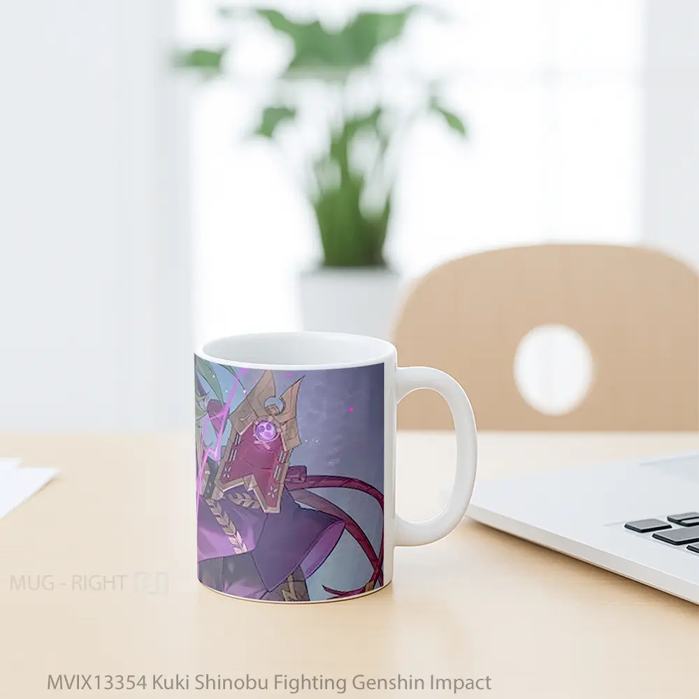 Mug Kuki Shinobu Fighting Genshin Impact Cangkir Gamer - All-side / Desain