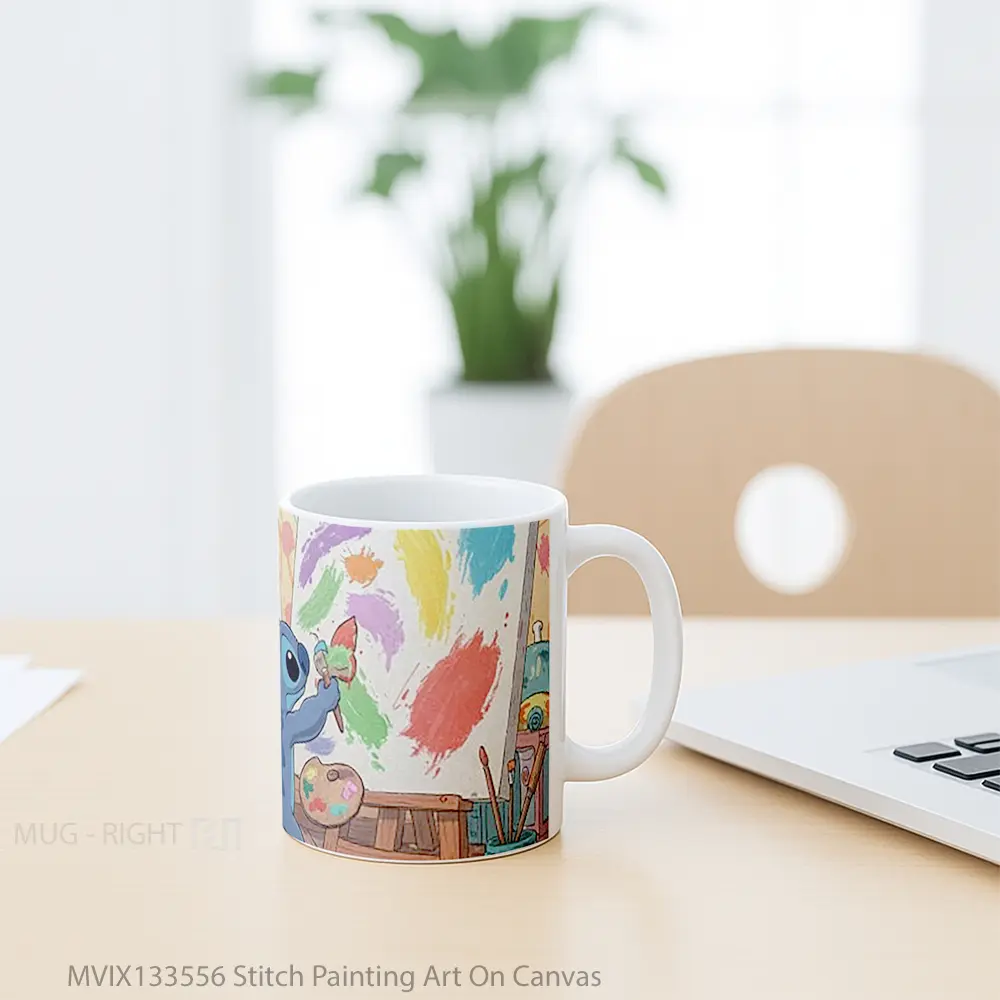 Mug Stitch Painting Art On Canvas Gelas Seni Modern - All-side / Desain