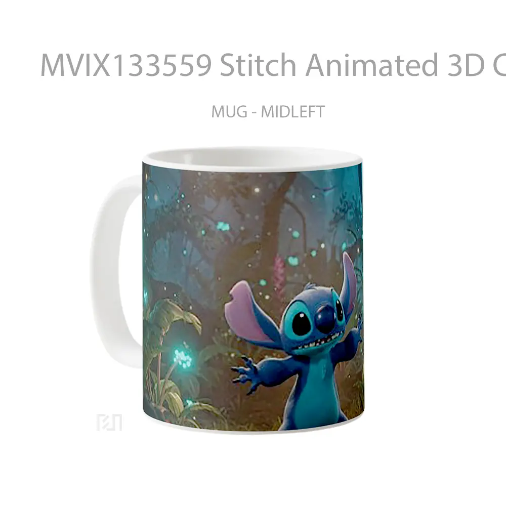 Mug Stitch Animated 3D Cartoon Gelas Kartun - All-side / Desain