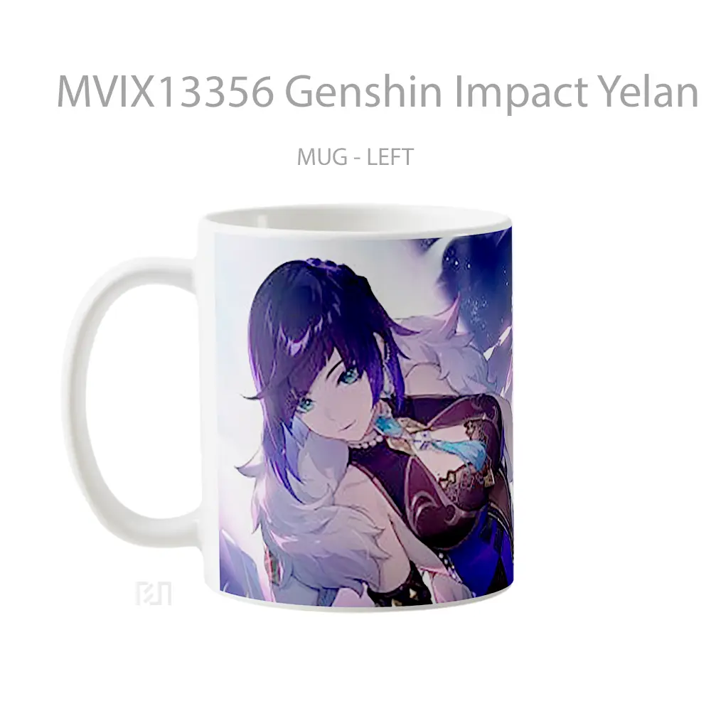 Mug Genshin Impact Yelan And Kuki Shinobu Cangkir Gamer - All-side / Desain