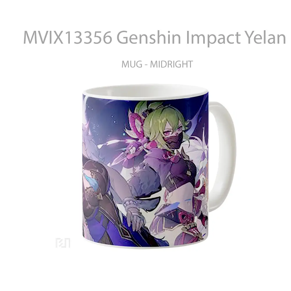 Mug Genshin Impact Yelan And Kuki Shinobu Cangkir Gamer - All-side / Desain