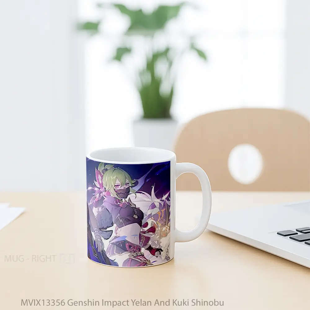 Mug Genshin Impact Yelan And Kuki Shinobu Cangkir Gamer - All-side / Desain